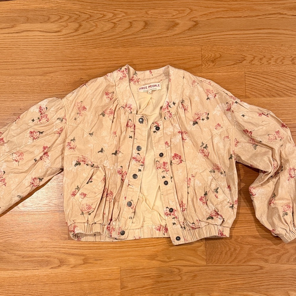Free People Beige Floral Jacket